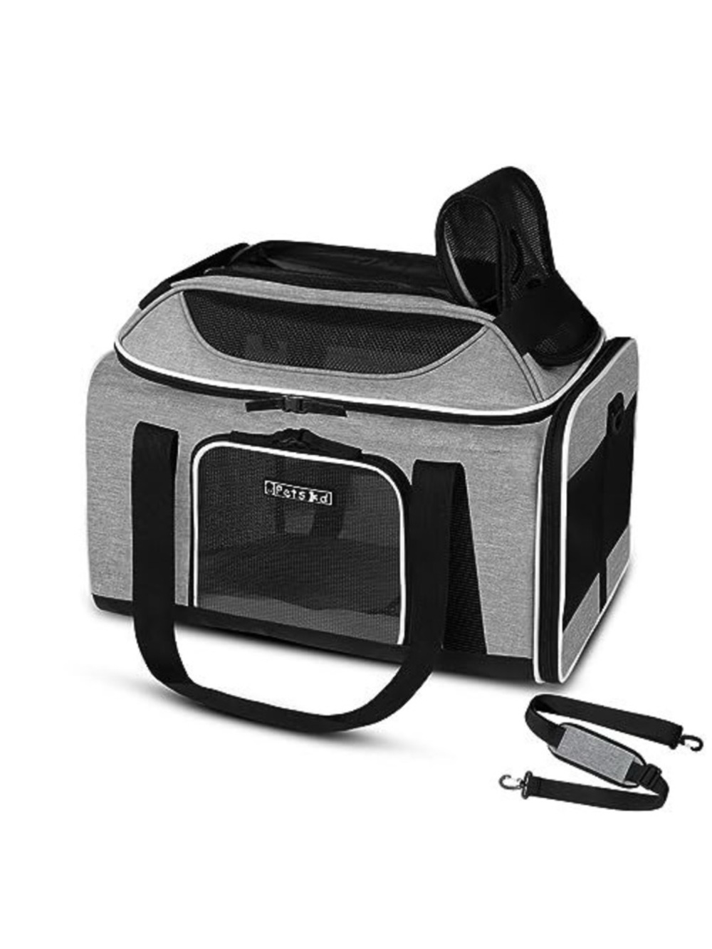 Petskd Gray Top-Expandable Soft-Sided Pet Carrier for Small Cats and Dogs NEW